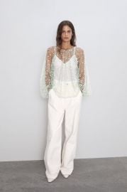 SPARKLY SEMI-SHEER TOP at Zara