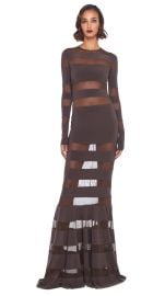 SPLICED DRESS FISHTAIL GOWN ChocolateChocolate Mesh Norma Kamali at Norma Kamali