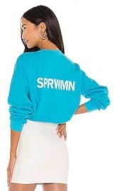 SPRWMN Small Logo Sweatshirt in Turquoise at Revolve