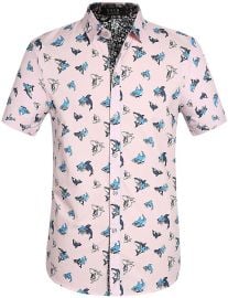 SSLR Men s Shark Prints Casual Button Down Short Sleeve Shirts at Amazon