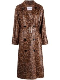 STAND STUDIO Shiny Leopard Print Shelby Trench Coat - at Farfetch