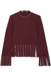 STAUD - Mika cropped fringed stretch-knit top at Net A Porter