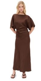 STAUD Amelie Linen Dress Dark Oak M at Shopbop