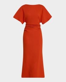 STAUD Amelie Ruched Midi Dress at Neiman Marcus