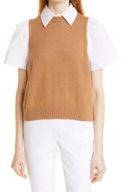 STAUD Arya Detachable Collar Mixed Media Top at Nordstrom