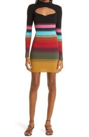 STAUD Clara Stripe Cutout Ribbed Long Sleeve Sweater Dress at Nordstrom