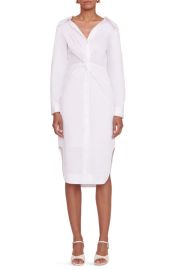 STAUD Clea Front Twist Long Sleeve Shirtdress at Nordstrom