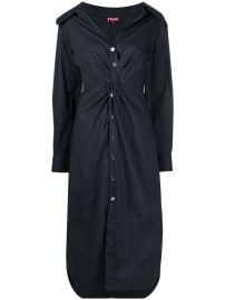 STAUD Clea Twisted Midi Shirtdress Black at Farfetch