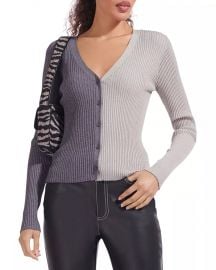 STAUD Color Block Ribbed Cardigan Sweater     Bloomingdales at Bloomingdales