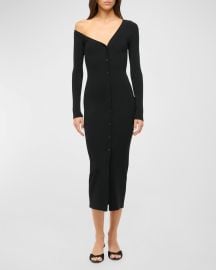 STAUD Craftsman One-Shoulder Midi Sweater Dress at Neiman Marcus