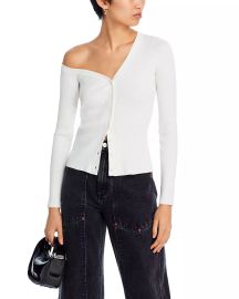 STAUD Craftsman One Shoulder Ribbed Cardigan Bloomingdales at Bloomingdales