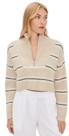 STAUD Cropped Hampton Cashmere Sweater Whisper Stripe S at Shopbop