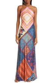 STAUD Cubism Mix Print Satin Maxi Dress at Nordstrom