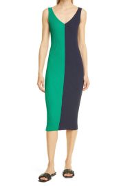 STAUD Dana Colorblock Ribbed Body-Con Midi Dress at Nordstrom