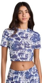 STAUD Fernanda Top Blue Toile XS at Shopbop