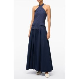 STAUD Harrington Stretch Cotton Halter Maxi Dress at Nordstrom