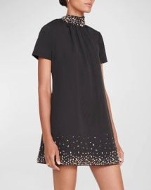 STAUD Ilana Embellished Bow-Collar Mini Dress Neiman Marcus at Neiman Marcus