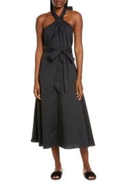 STAUD Kai Halter Midi Dress in Black Size Small at Nordstrom