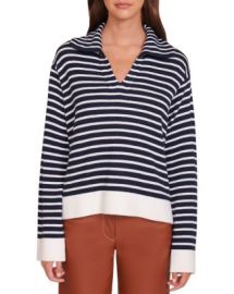 STAUD Linden Striped V Neck Sweater Bloomingdales at Bloomingdales