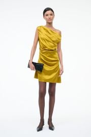 STAUD MINI PHARE SILK DRESS TURMERIC at Staud