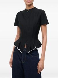 STAUD Maelle Ruffled zip-up Top Black at Farfetch