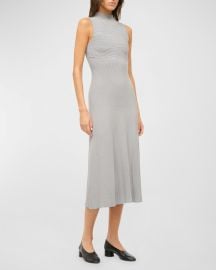 STAUD Malachite Mock-Neck Sleeveless Midi Dress at Neiman Marcus