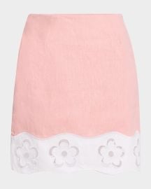 STAUD Margaux Linen Mini Skirt at Neiman Marcus