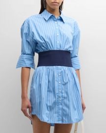 STAUD Michelle Pinstripe Cotton Poplin Mini Dress at Neiman Marcus