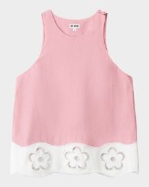 STAUD Mika Linen Top at Neiman Marcus