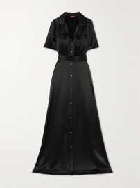 STAUD Millie belted satin maxi shirt dress NET-A-PORTER at Net a Porter