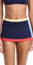 STAUD Nell Swim Skirt Navy Colorblock S at Shopbop