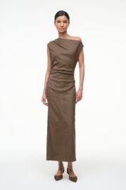 STAUD PHARE LEATHER DRESS TRUFFLE at Staud
