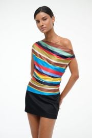 STAUD PHARE SILK TOP MARKET STRIPE at Staud