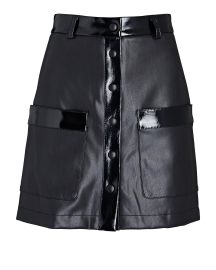 STAUD Paper Vegan Leather Mini Skirt In Black reg at Intermix