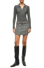 STAUD Platt Mixed Media Long Sleeve Minidress at Nordstrom