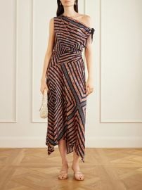 STAUD Portia ruched printed silk-blend midi dress at Net a Porter