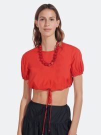 STAUD Prato Short Sleeve Cropped Drawstring Top at Verishop