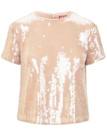 STAUD Quincy Sequinned T-shirt Brown at Farfetch