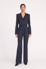 STAUD RAMBLE JUMPSUIT NAVY PINSTRIPE at Staud