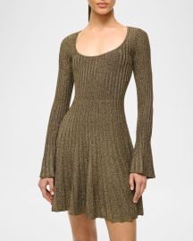 STAUD Raquel Ribbed Metallic Mini Dress at Neiman Marcus