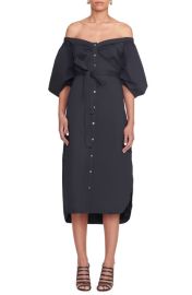 STAUD Reese Off the Shoulder Stretch Cotton Shirtdress at Nordstrom