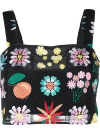 STAUD Regina floral-embroidered Tank Top - at Farfetch