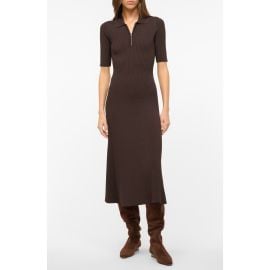 STAUD Roland Half Zip Rib Midi Sweater Dress at Nordstrom