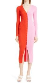 STAUD Shoko Colorblock Sweater in Poppy/Rosebud  at Nordstrom