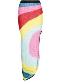 STAUD Striped Asymmetric Knitted Skirt - at Farfetch