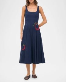 STAUD Wells Poplin Midi Dress at Neiman Marcus