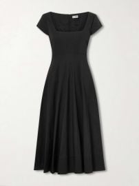 STAUD Wells paneled cotton-blend poplin midi dress at Net a Porter