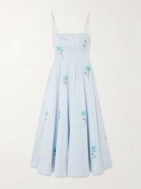 STAUD Wylie embellished embroidered cotton-blend poplin midi dress NET-A-PORTER at Net a Porter