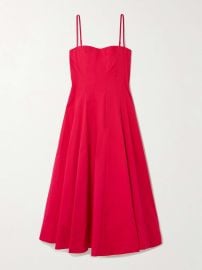 STAUD Wylie paneled cotton-blend poplin midi dress at Net a Porter