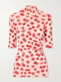 STELLA MCCARTNEY Gathered printed mesh T-shirt at Net a Porter